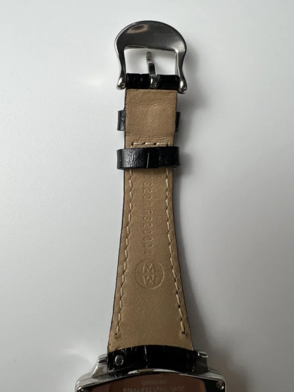 RARE MICHELE Coquette Retro Watch MOP Dial - Black Leather Belt - SWISS